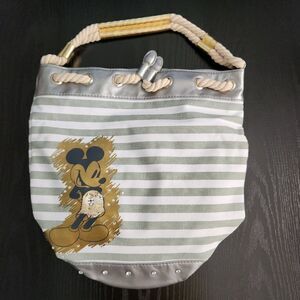 NWOT Disney Mickey Mouse Embellished Bucket Bag Rope Handle Open Top